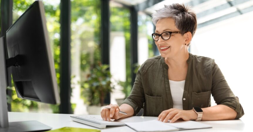 Older woman in a meeting
